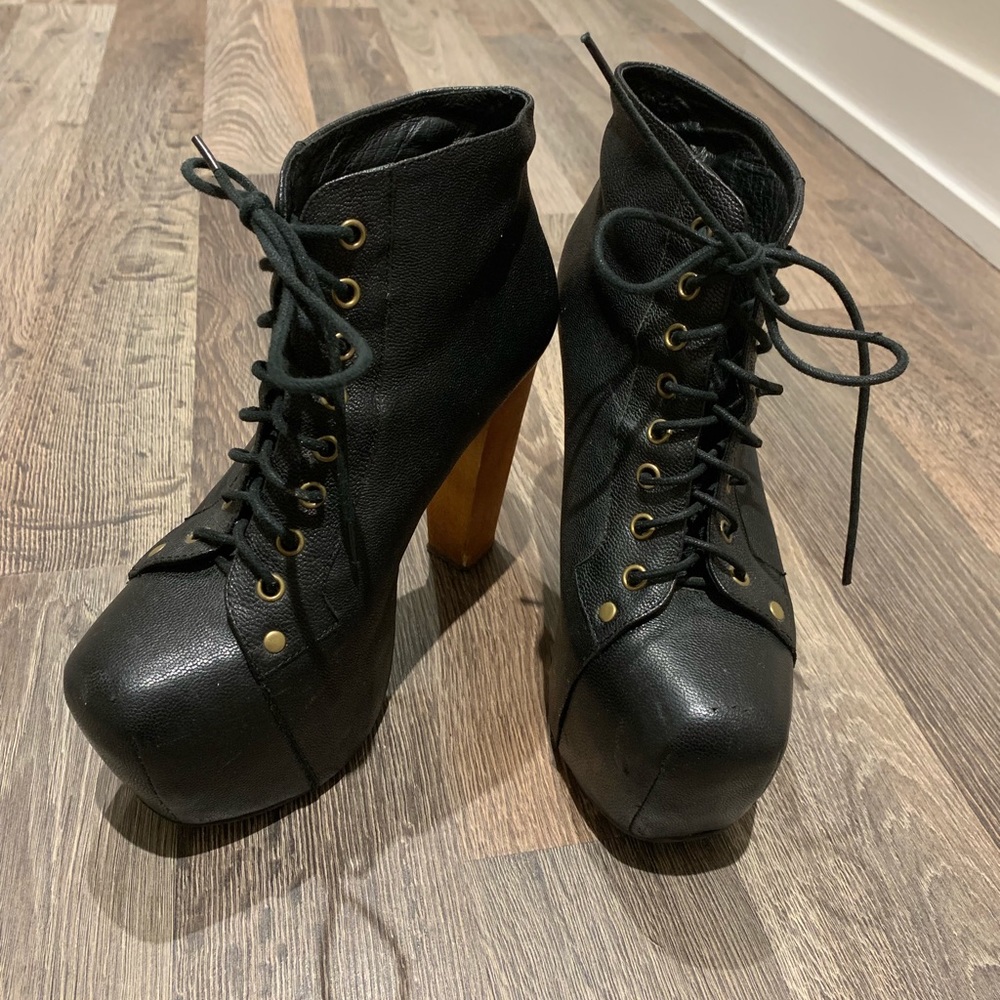 Jeffrey Campbell Lita Black Leather boots size 7